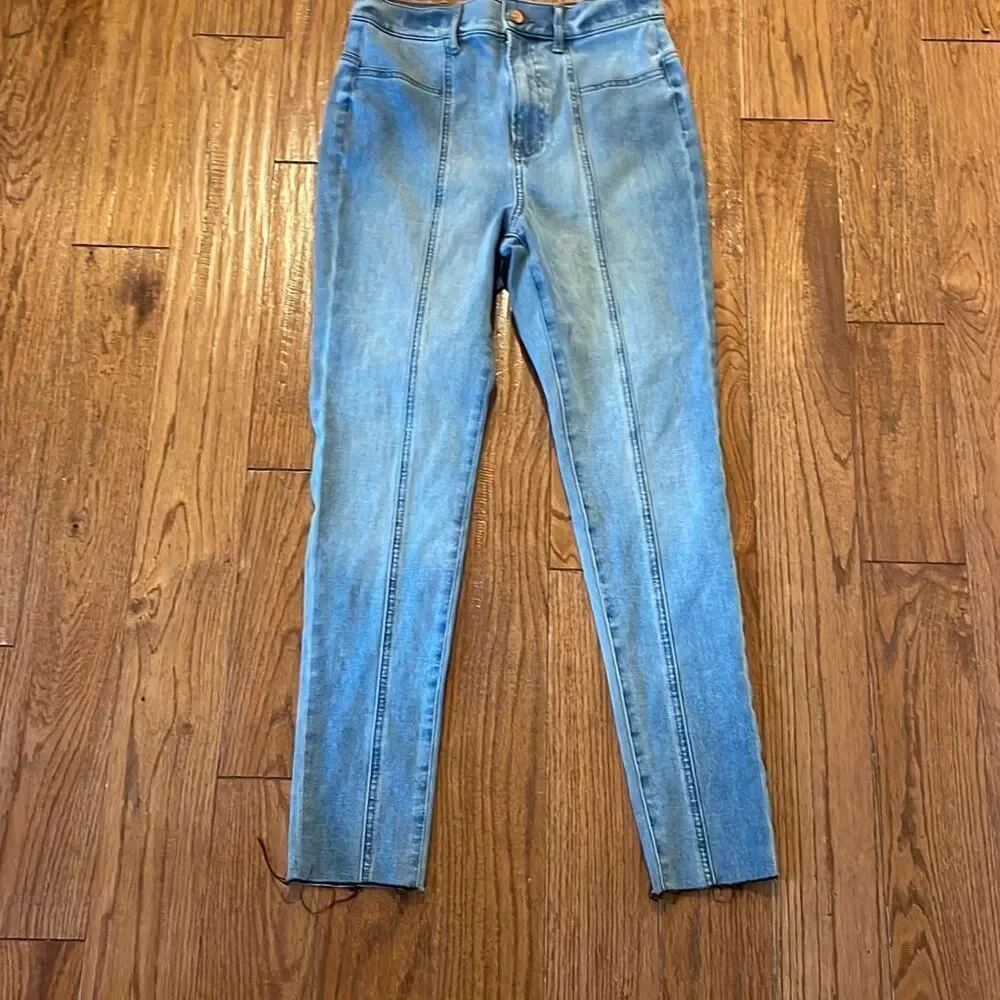 Express super high rise skinny seam front raw hem jeans 4 - Picture 12 of 12